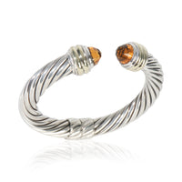 Yellow Gold & Sterling Silver Citrine Hinged Cable Bracelet