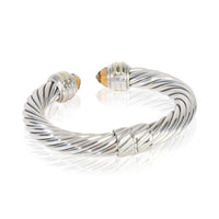 Yellow Gold & Sterling Silver Citrine Hinged Cable Bracelet