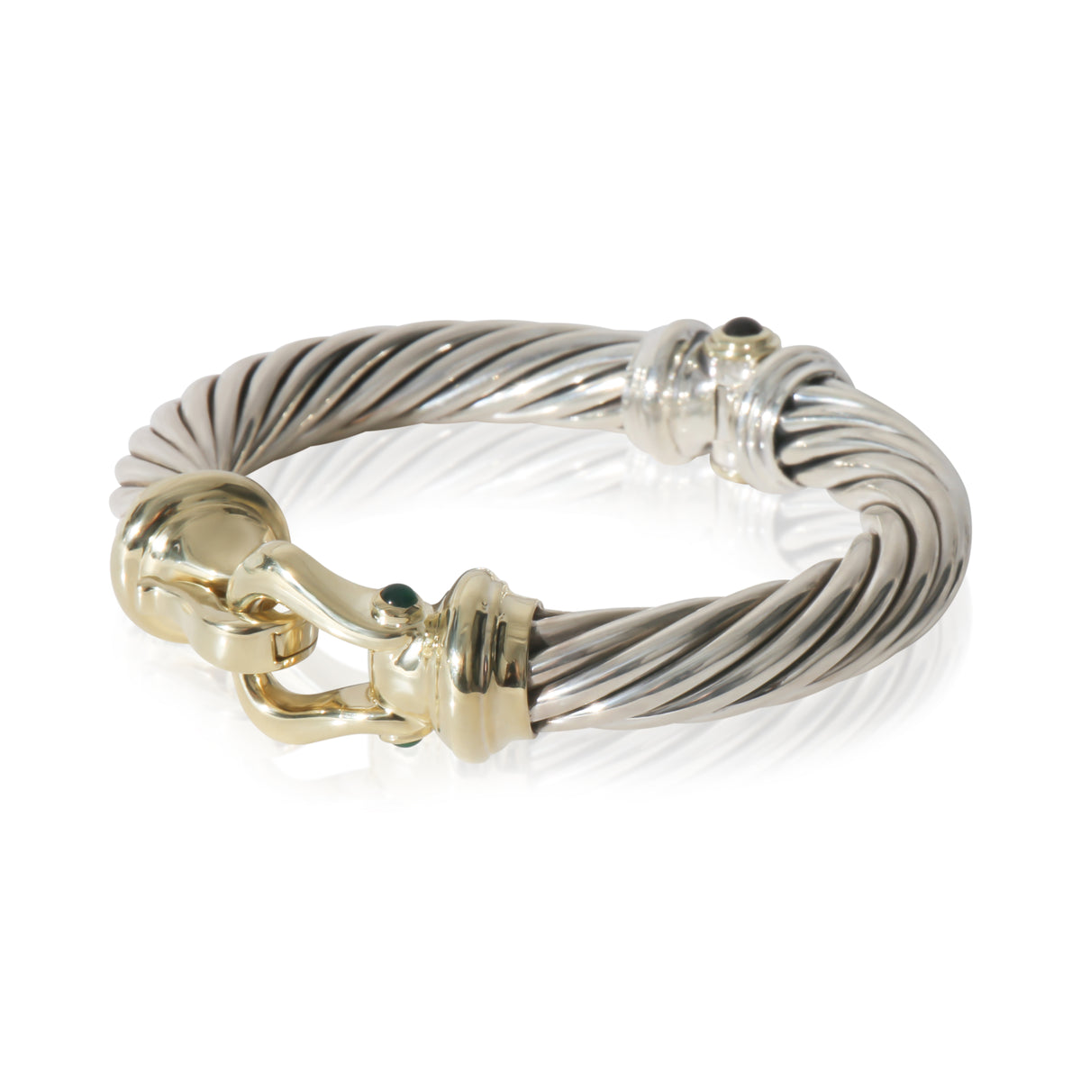 David Yurman Yellow Gold & Sterling Silver  Vintage Cable Buckle Bracelet sv