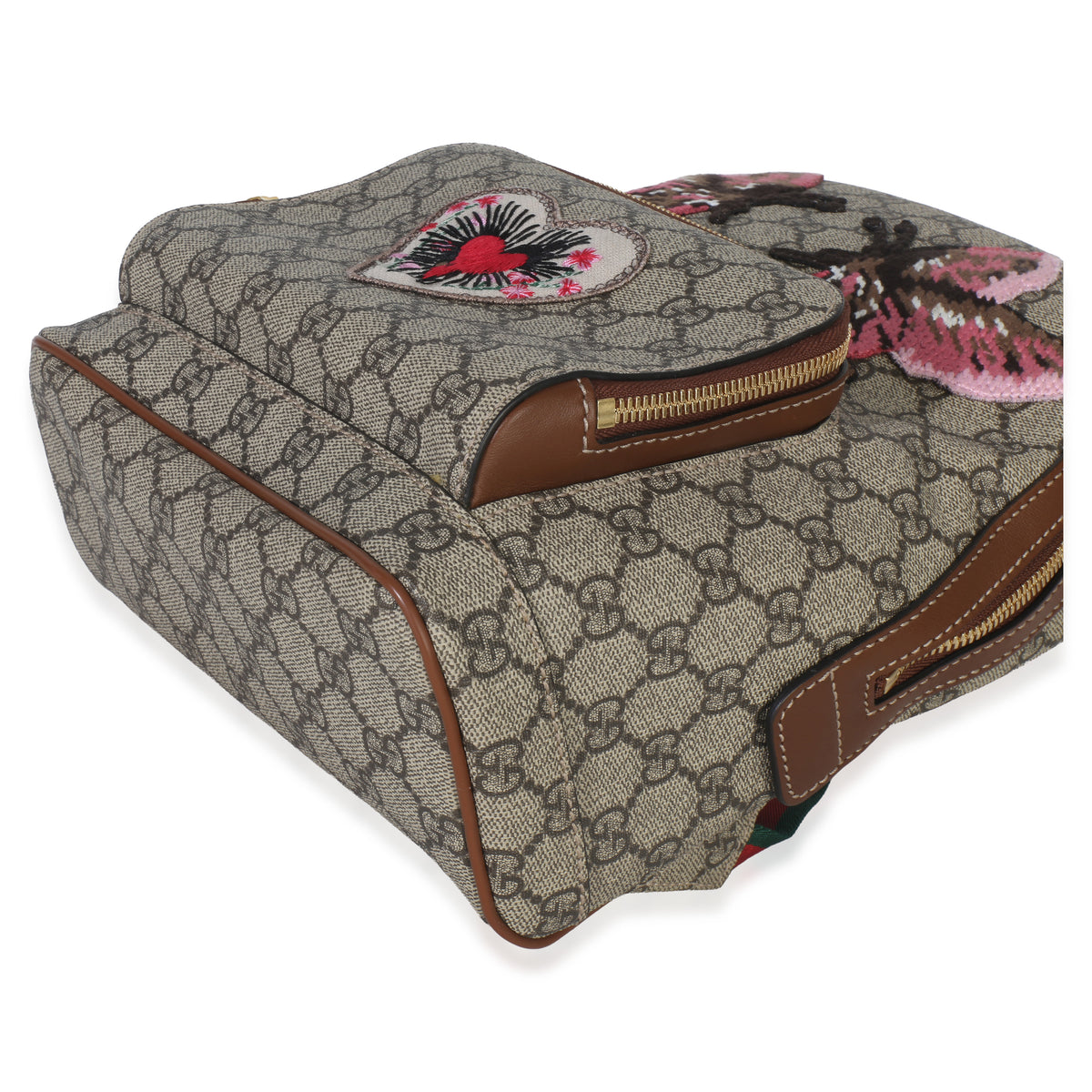 Gucci Beige GG Supreme Canvas Web Butterfly Embroidered Small Day Backpack Handbag box