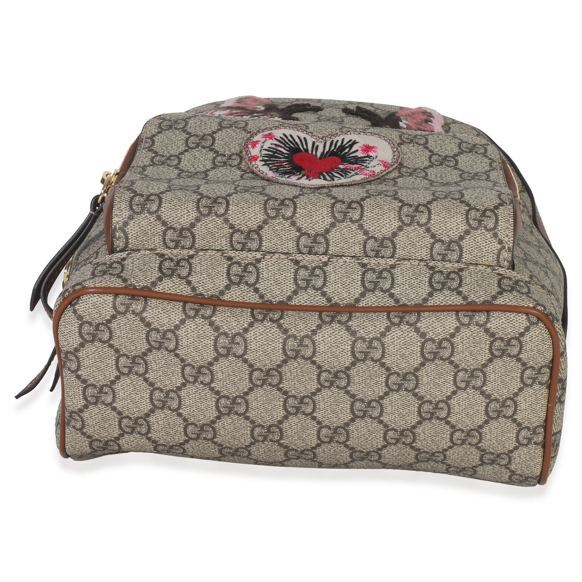 Gucci Beige GG Supreme Canvas Web Butterfly Embroidered Small Day Backpack Handbag stamp