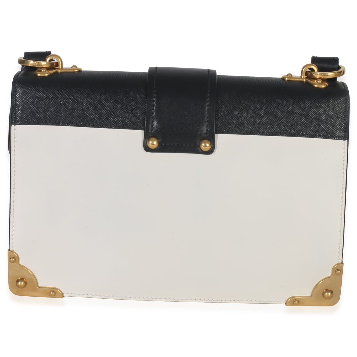 Prada White Black City Calf Saffiano Cahier Bag Handbag bv