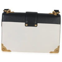 Prada White Black City Calf Saffiano Cahier Bag Handbag bv