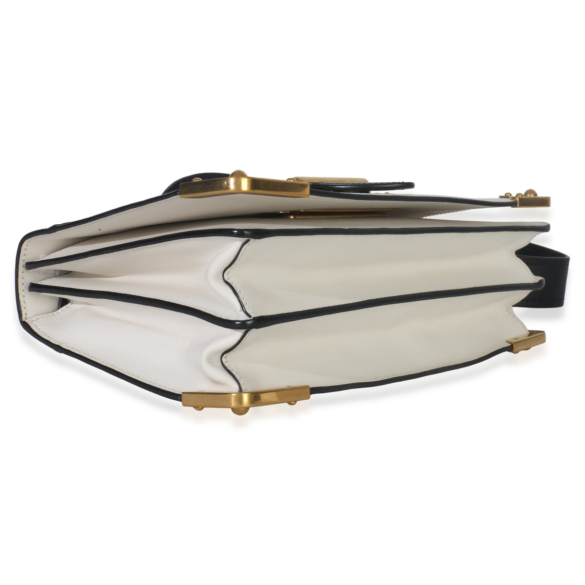 Prada White Black City Calf Saffiano Cahier Bag Handbag clasp