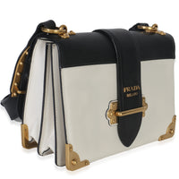 Prada White Black City Calf Saffiano Cahier Bag Handbag pv