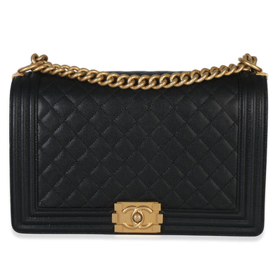 Chanel Black Quilted New Medium Boy Bag Handbag fv