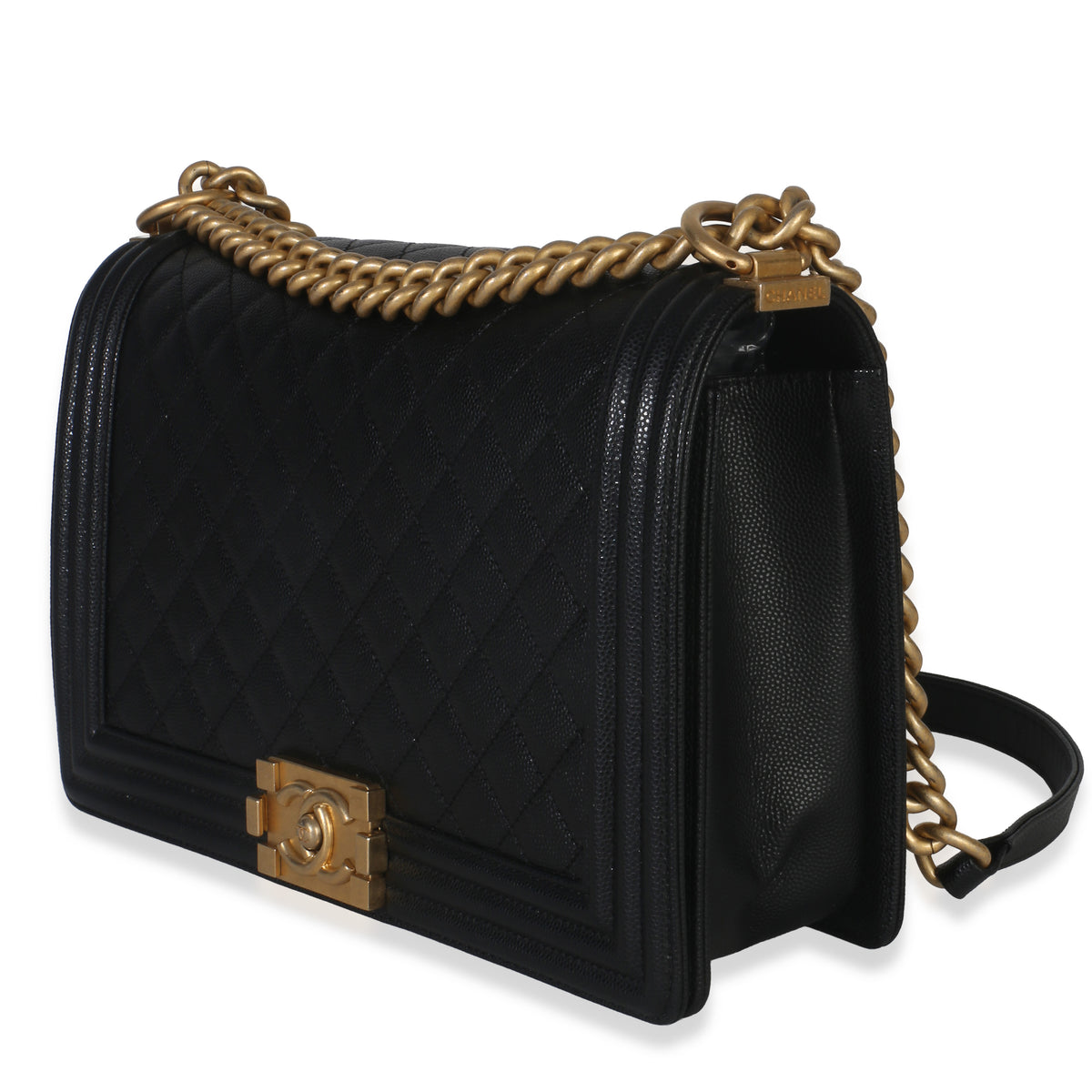 Chanel Black Quilted New Medium Boy Handbag Handbag sv