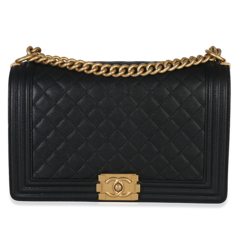 Black Quilted Caviar New Medium Boy Bag