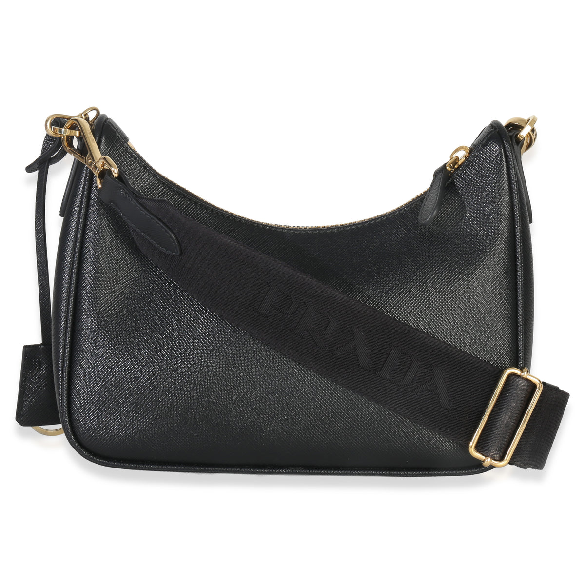 Prada Black Saffiano Lux Re Edition 2005 Shoulder Bag Handbag stamp