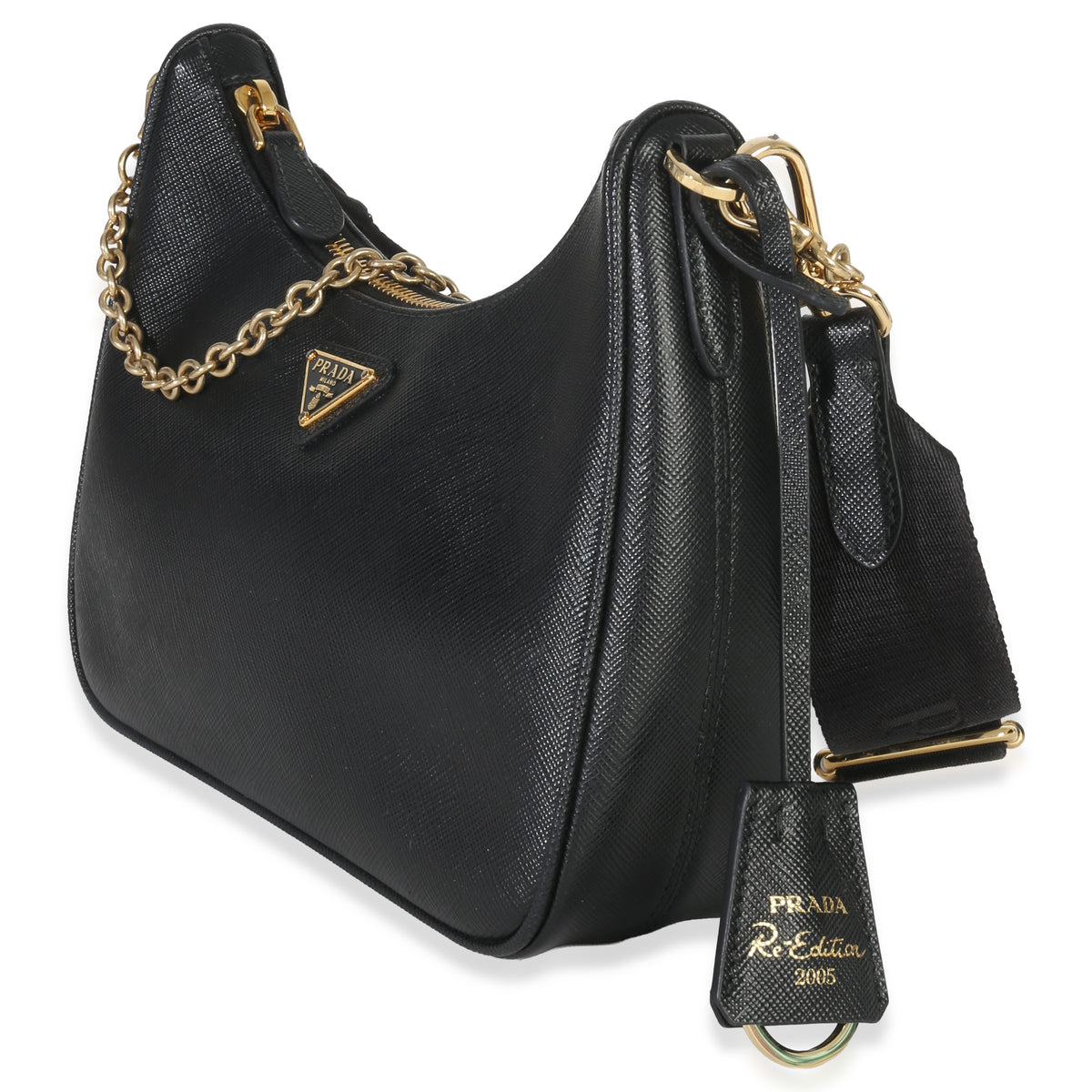 Prada Black Saffiano Lux Re Edition 2005 Shoulder Bag Handbag sv