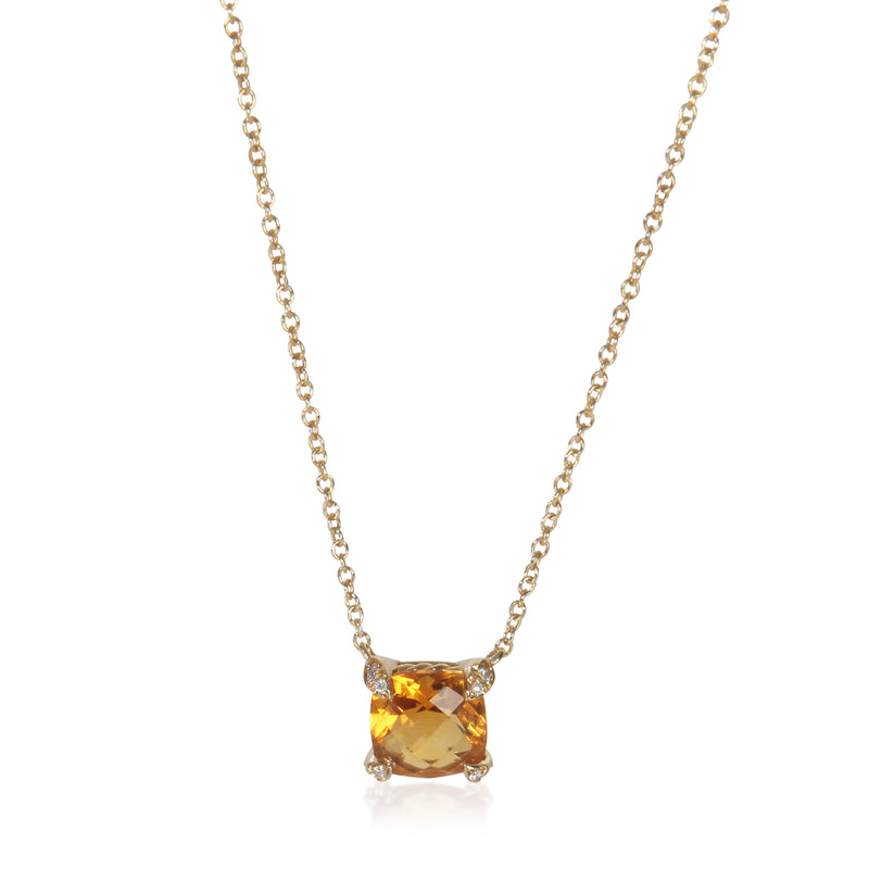 Yellow Gold Citrine and Diamond Petite Chatelaine Pendant
