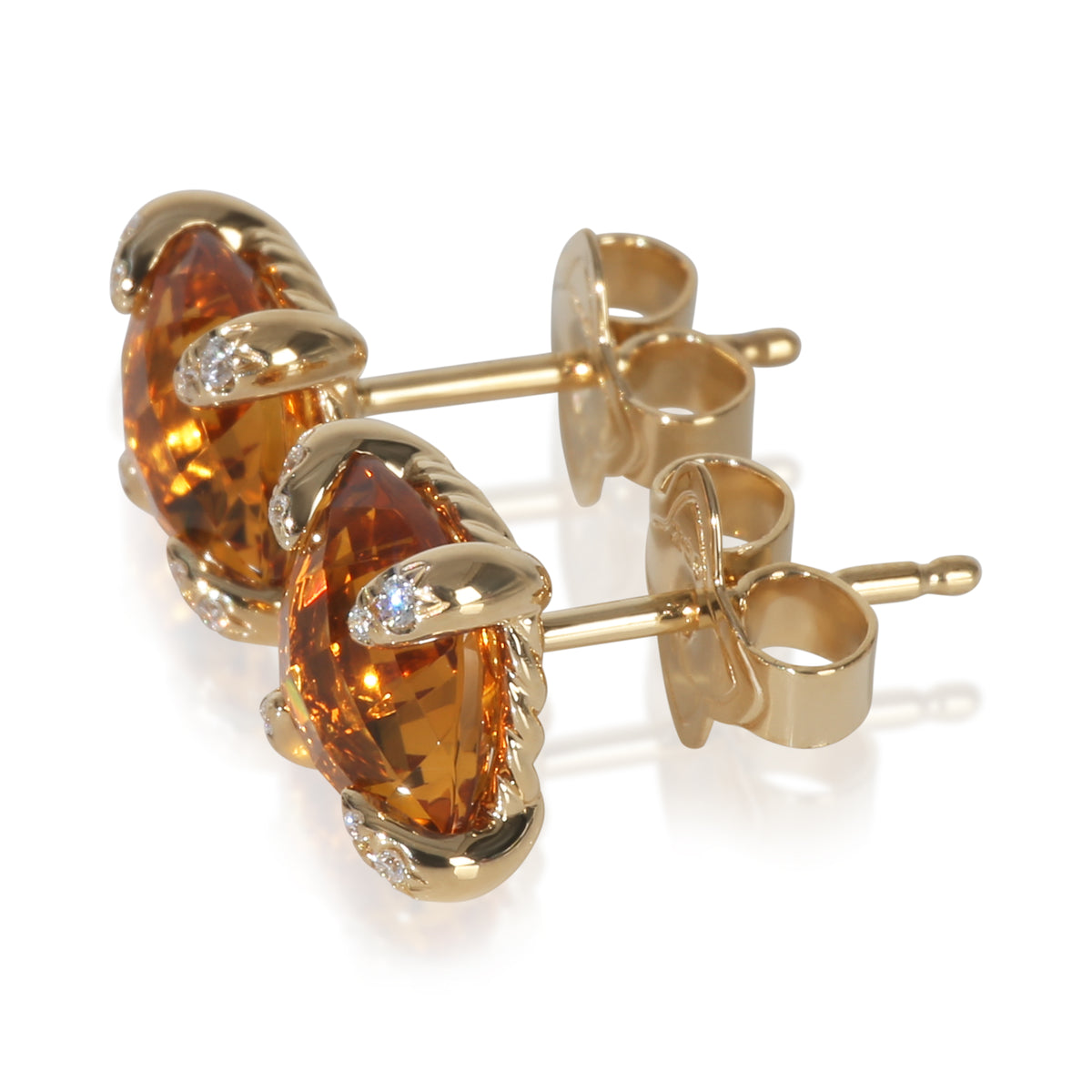 Yellow Gold Citrine and Diamond Chatelaine Earrings