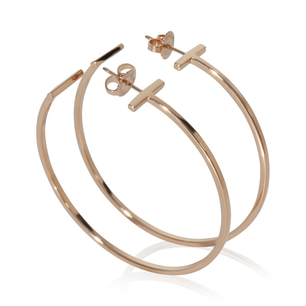 Tiffany & Co. Rose Gold  Extra Large Tiffany T Wire Hoop Earrings sv