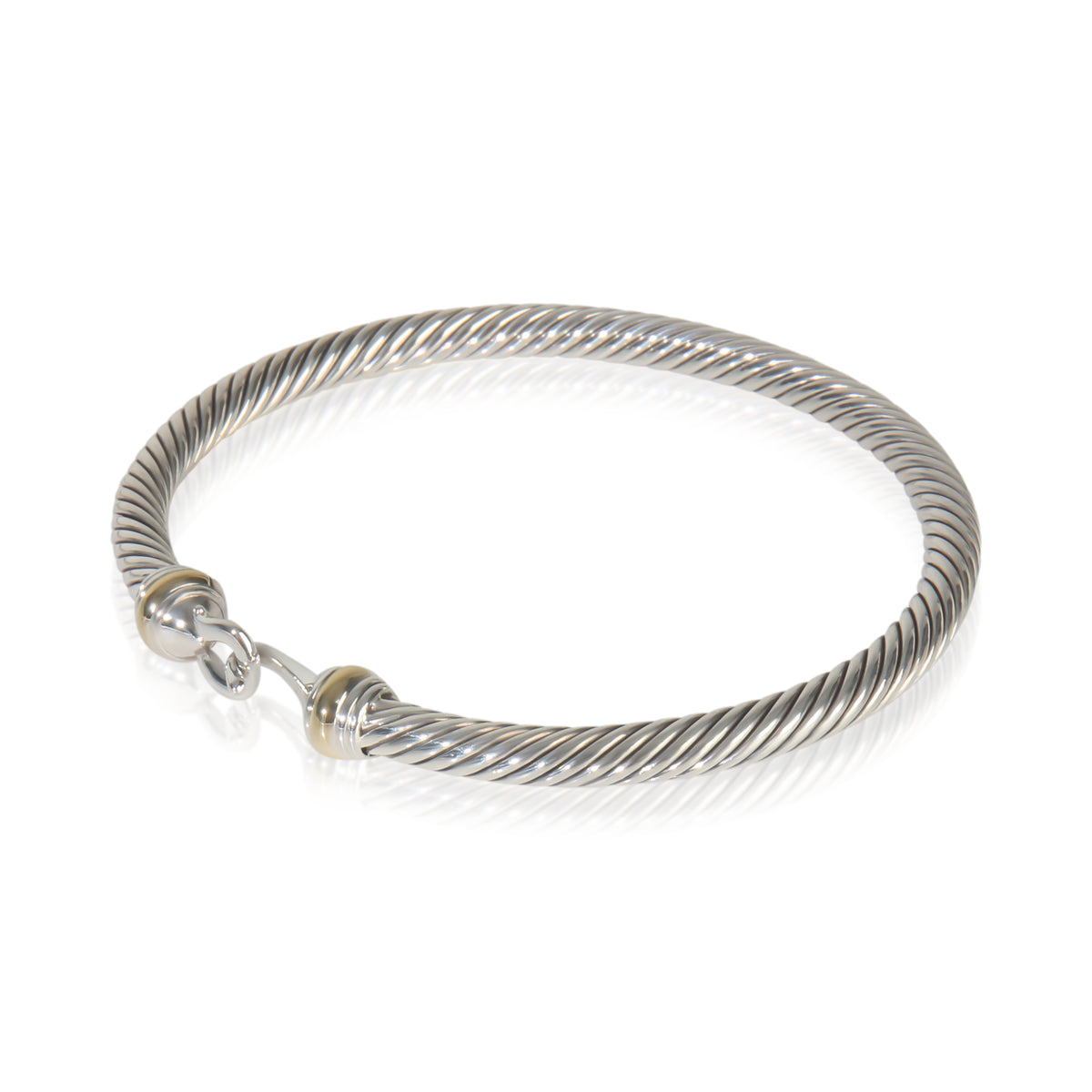 Yellow Gold & Sterling Silver  Cable Buckle Bracelet