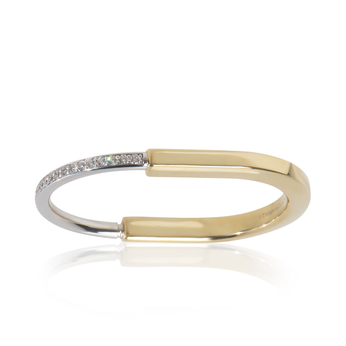 Tiffany & Co. White Gold & Yellow Gold Diamond Lock Bracelet, Size Small av