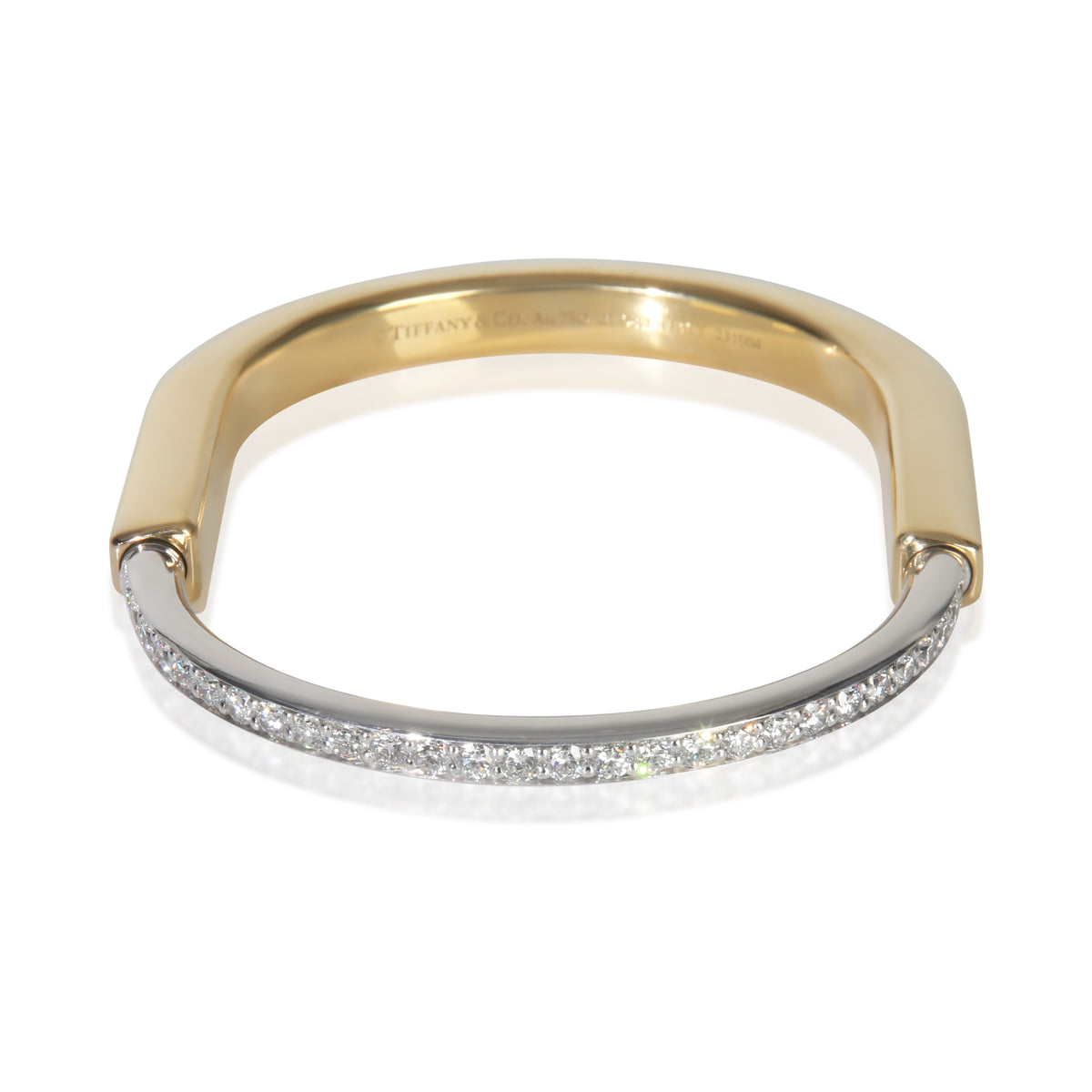 Tiffany & Co. White Gold & Yellow Gold Diamond Lock Bracelet, Size Small sv