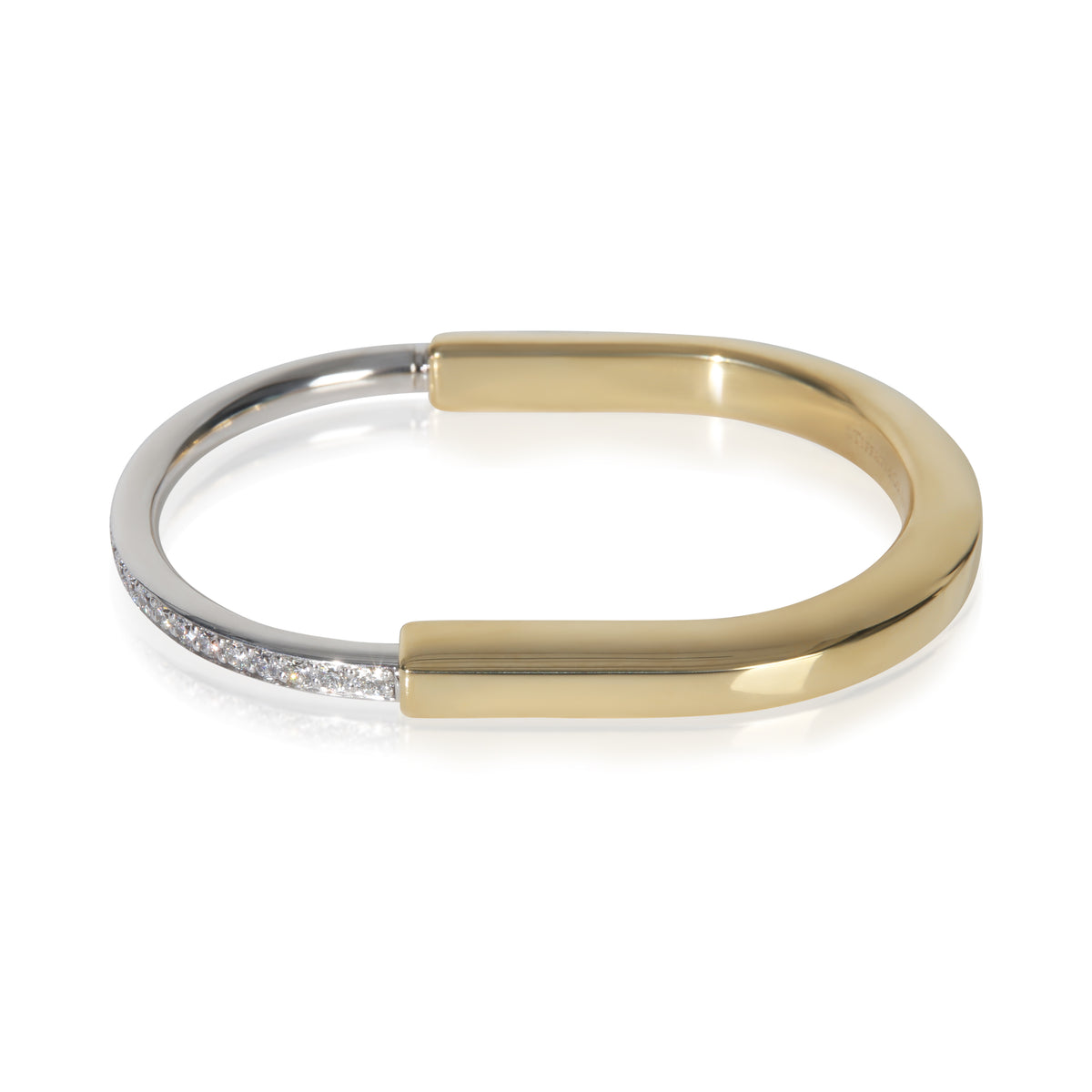 Tiffany & Co. White Gold & Yellow Gold Diamond Lock Bracelet, Size Small fv