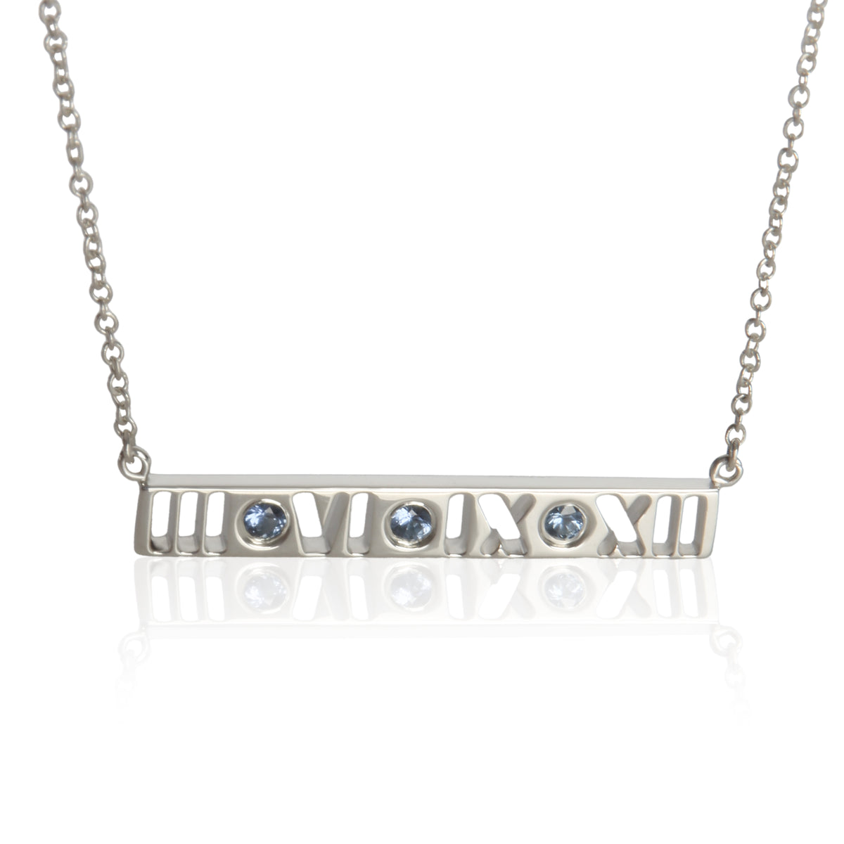 Tiffany & Co. Sterling Silver Sapphire Atlas Pendant fv