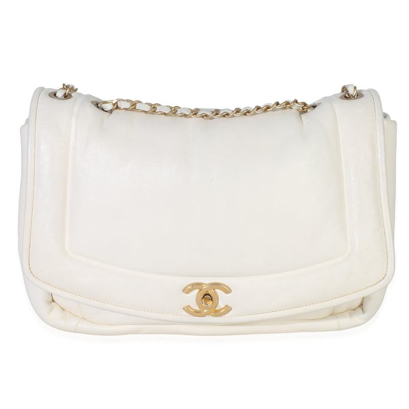 Cream Lambskin Medium Vintage Puffy Flap Bag