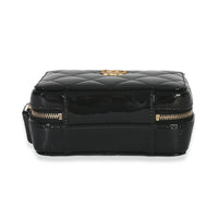 Chanel Black Quilted Patent Mini Vanity Chain Bag Handbag box