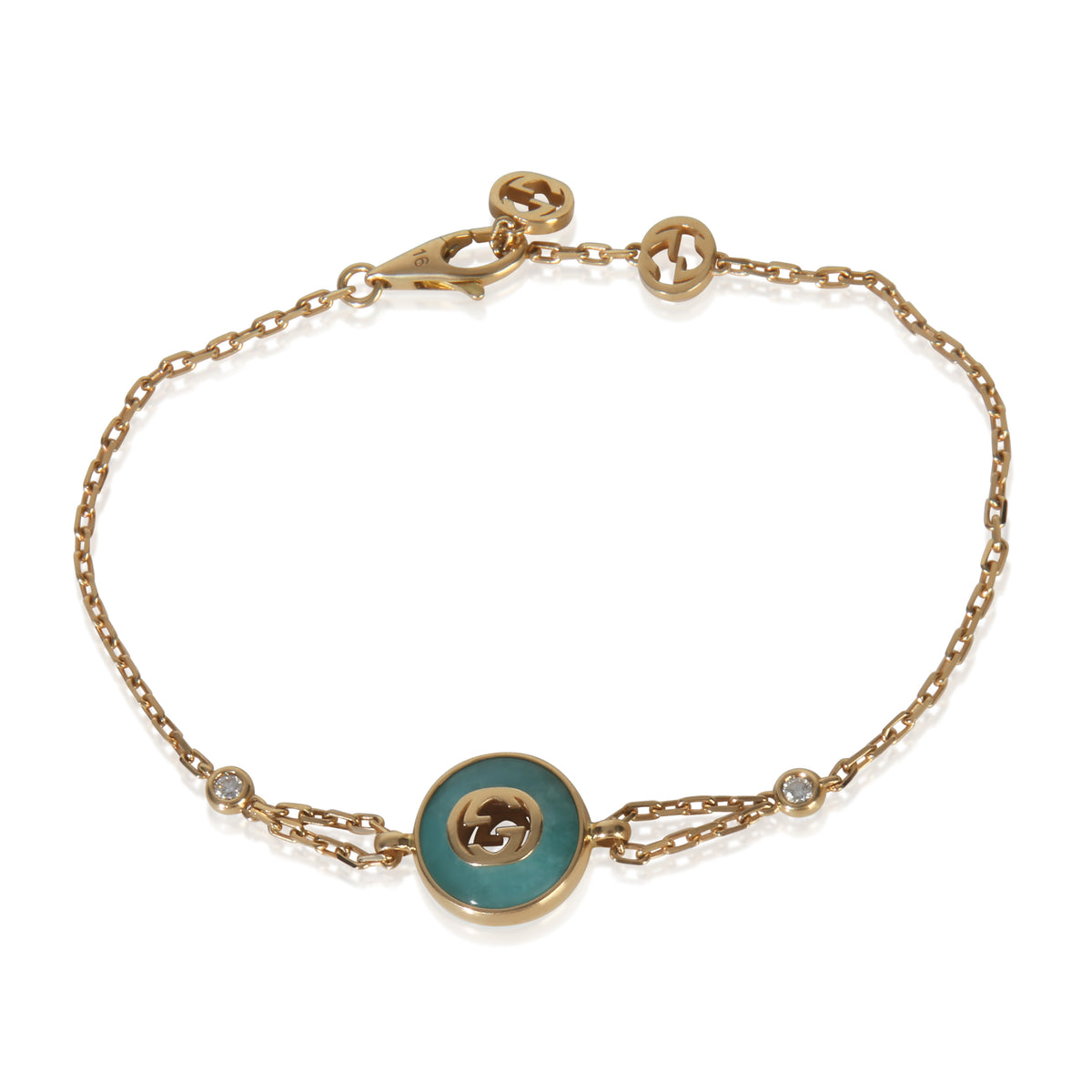 Gucci Yellow Gold Amazonite Interlocking G Bracelet fv