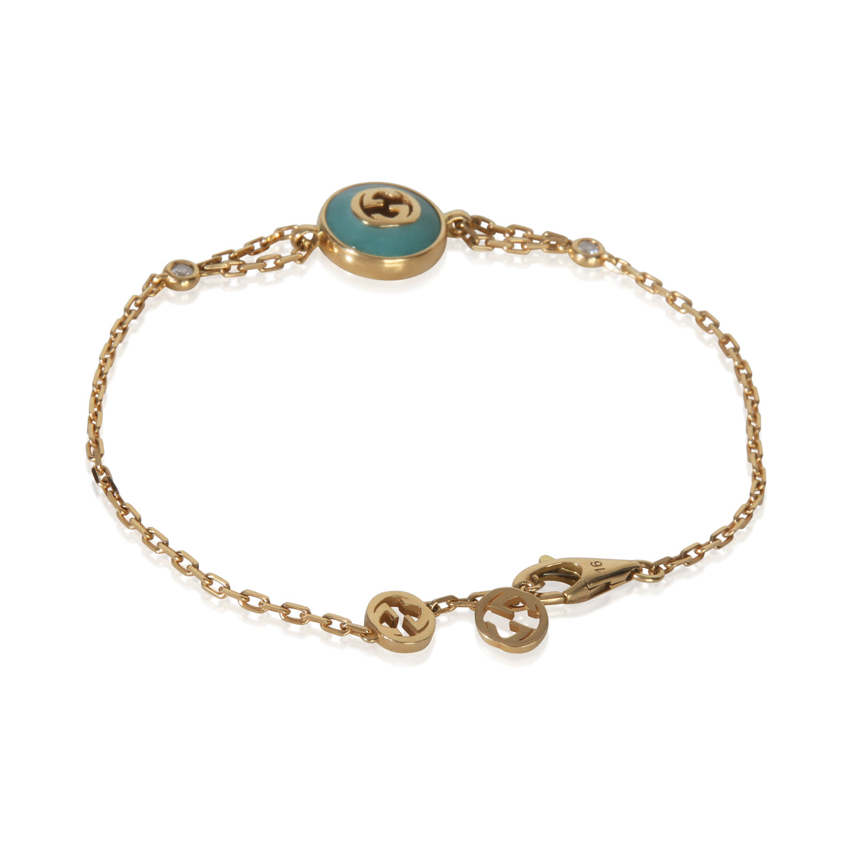 Gucci Yellow Gold Amazonite Interlocking G Bracelet pv