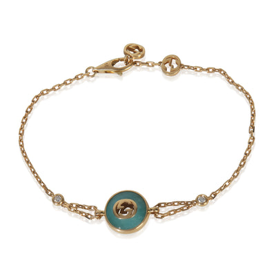 Yellow Gold Amazonite Interlocking G Bracelet