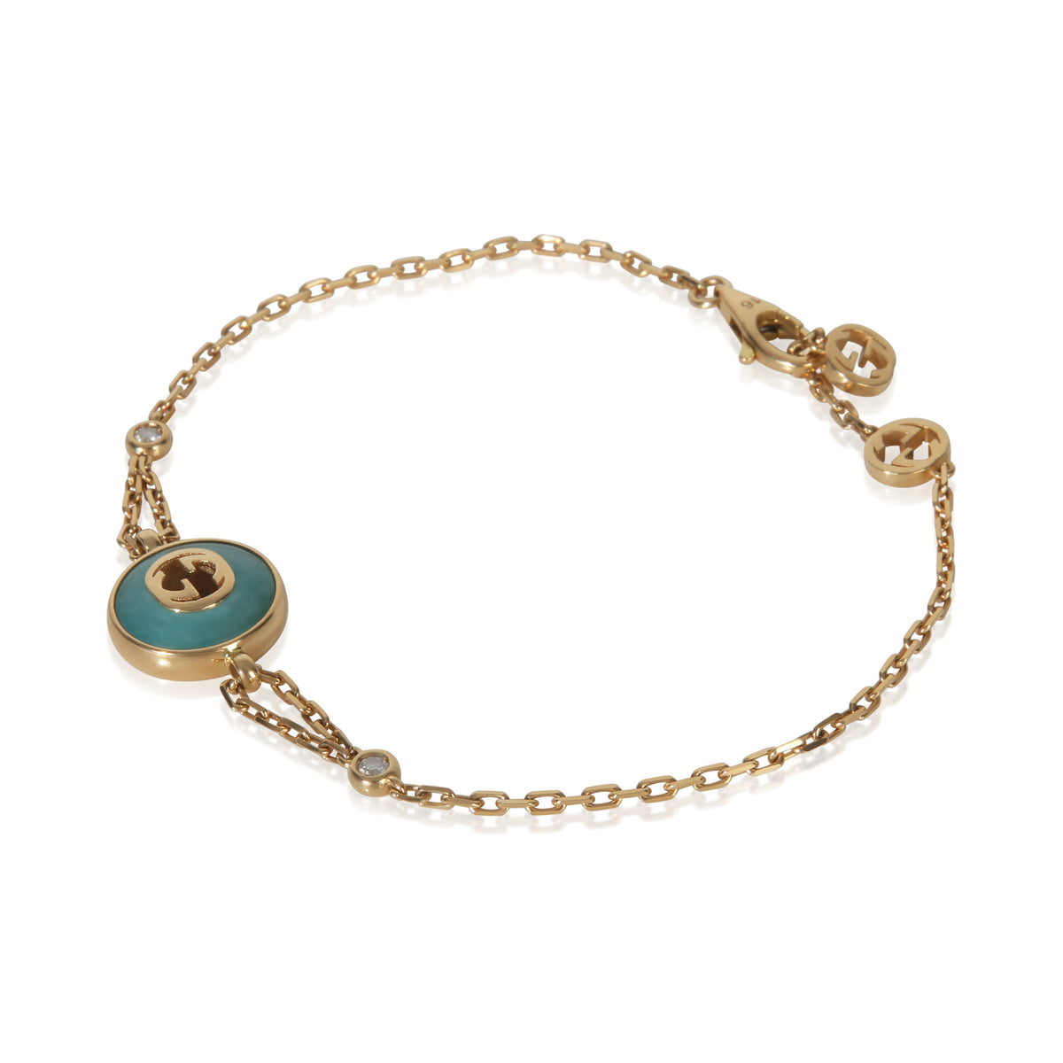 Yellow Gold Amazonite Interlocking G Bracelet