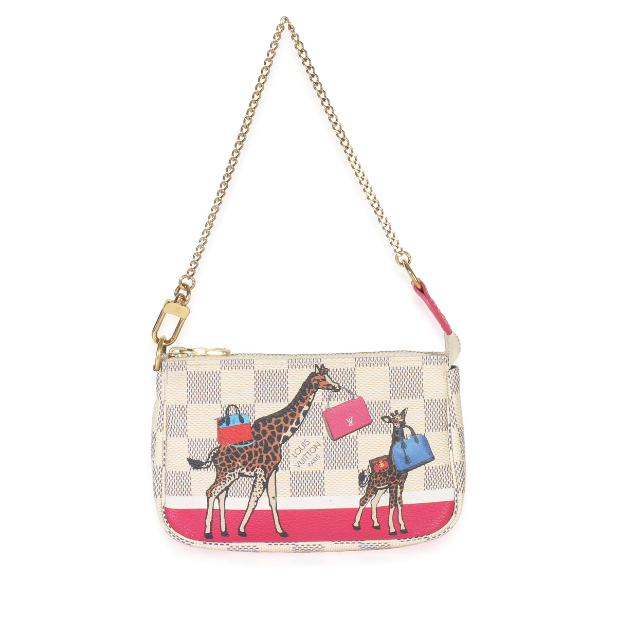 Louis Vuitton Damier Azur Canvas Giraffe Mini Pochette Accessories Handbag fv