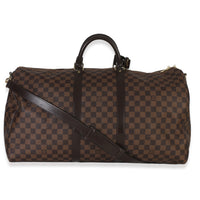 Louis Vuitton Damier Ebene Canvas Keepall Bandouliere 55 Handbag bv