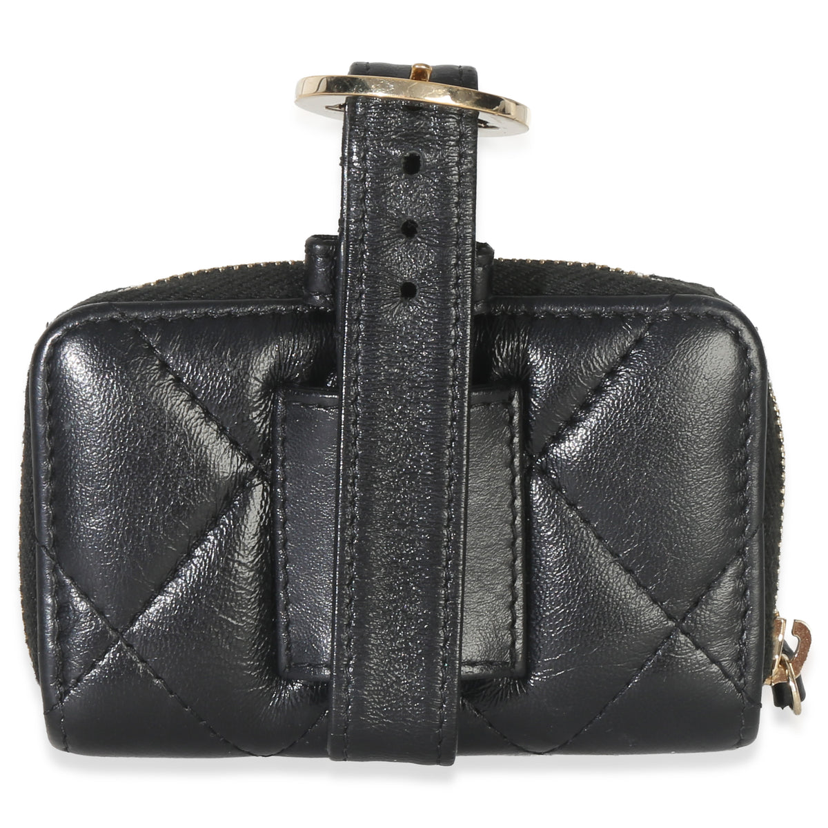 Chanel Black Quilted Lambskin Coin Purse Bracelet Handbag bv