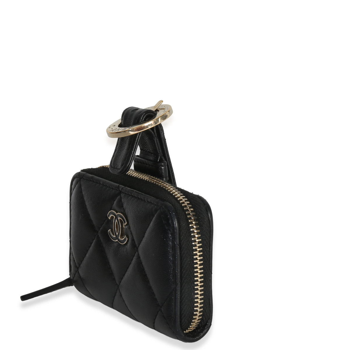 Chanel Black Quilted Lambskin Coin Purse Bracelet Handbag sv
