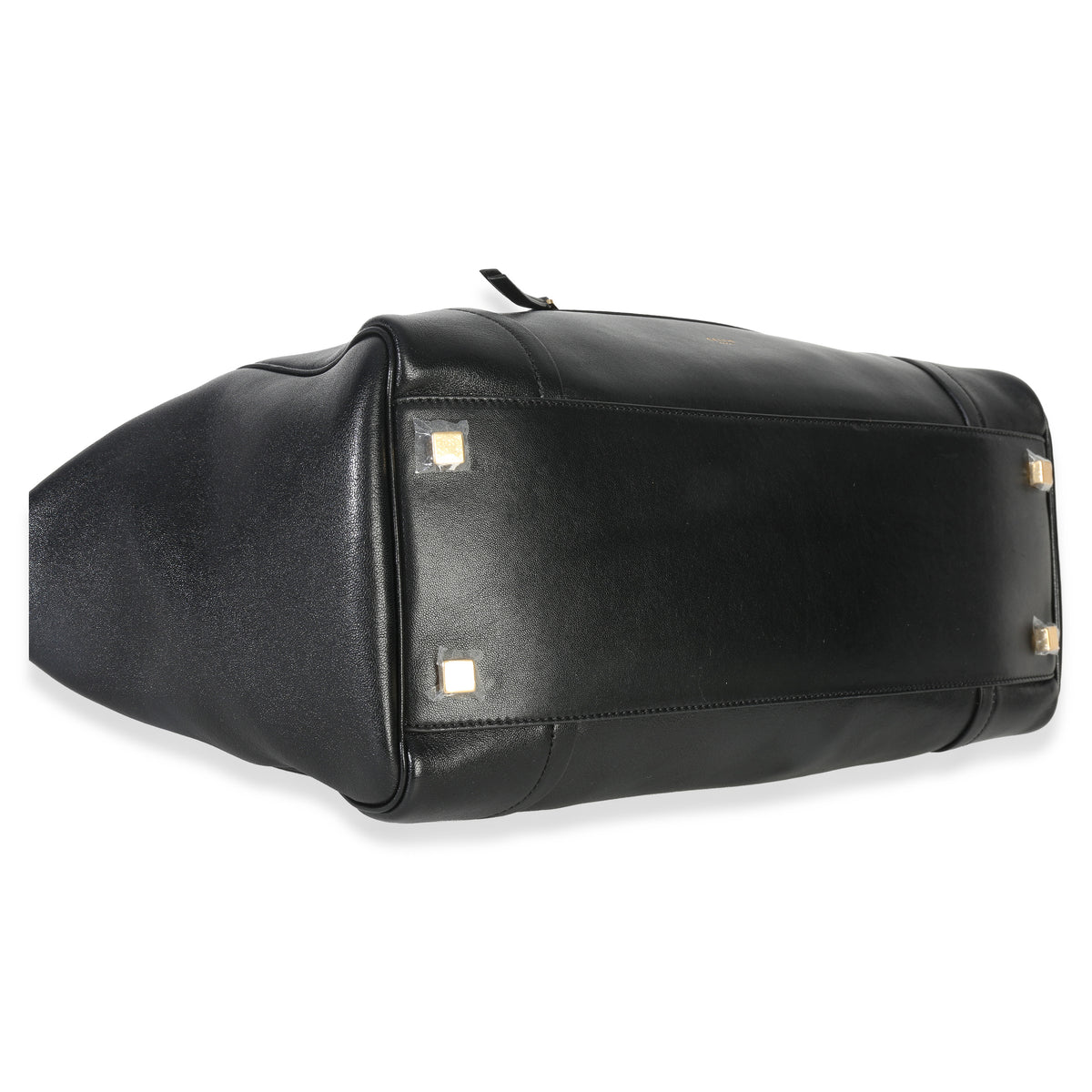 Celine Black Supple Shiny Lambskin Medium New Luggage Handbag clasp