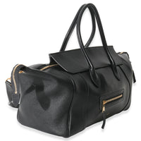 Celine Black Supple Shiny Lambskin Medium New Luggage Handbag pv