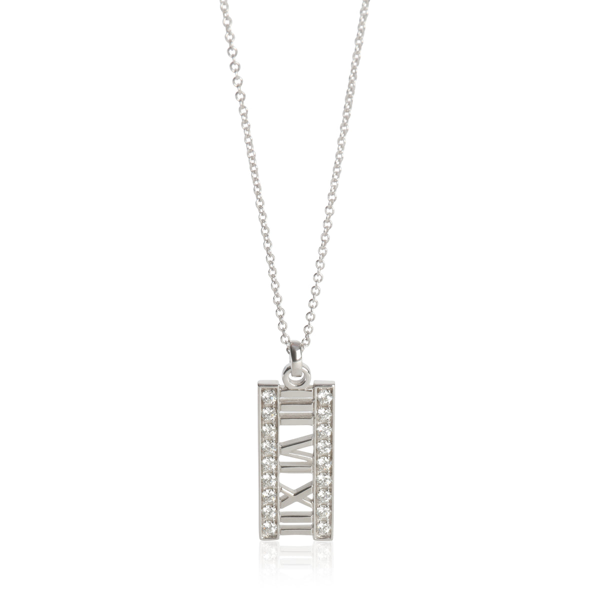 Tiffany & Co. White Gold Diamond Atlas Bar Pendant fv