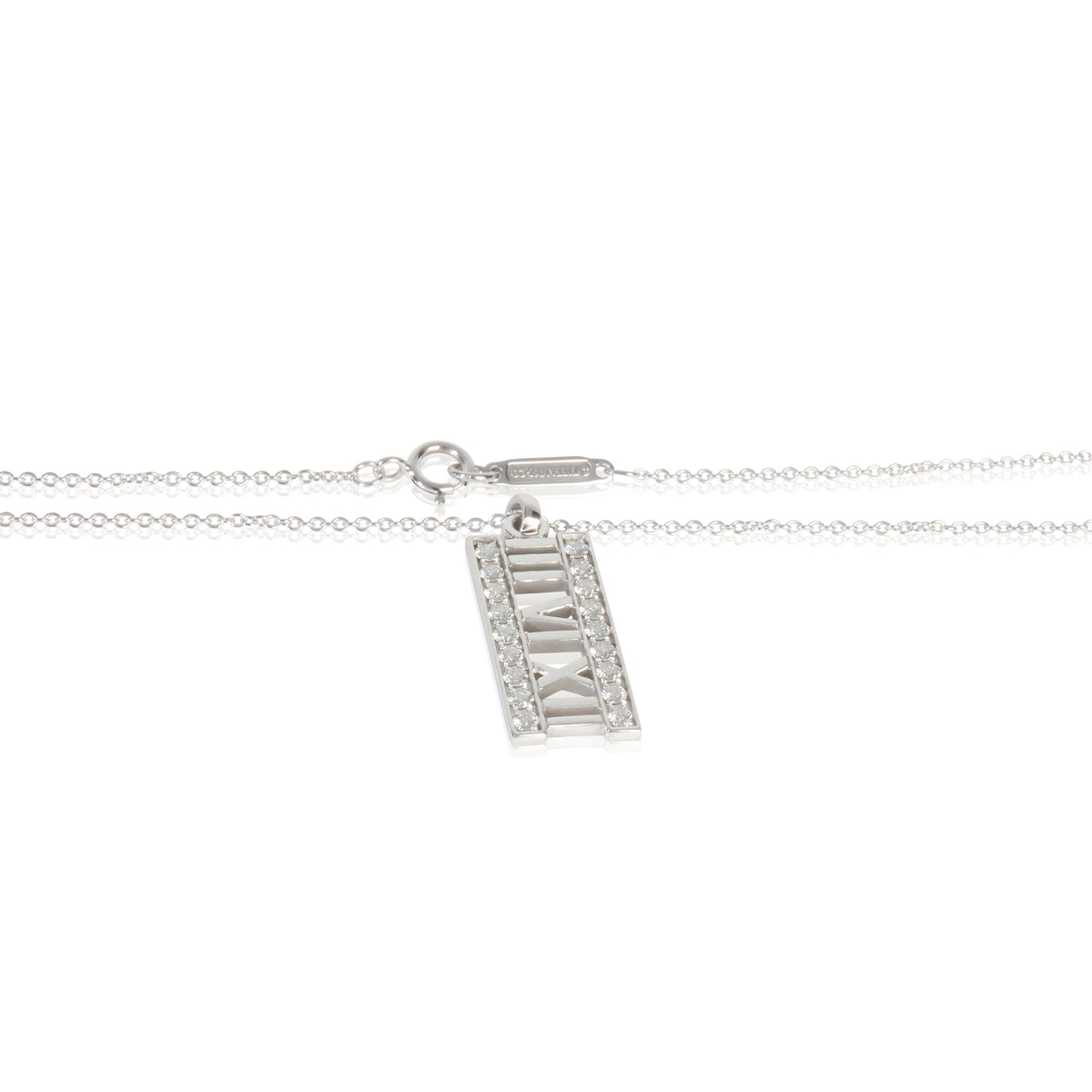 Tiffany & Co. White Gold Diamond Atlas Bar Pendant sv