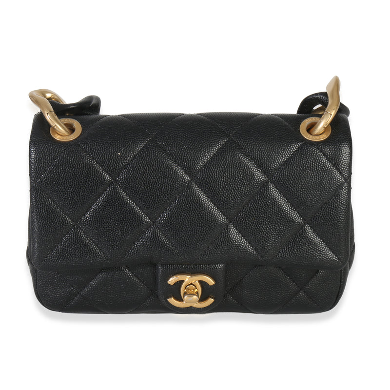 Black Quilted Caviar Funky Match Mini Flap Bag