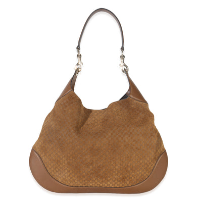 Gucci Brown GG Suede B Medium Shoulder Bag Handbag id