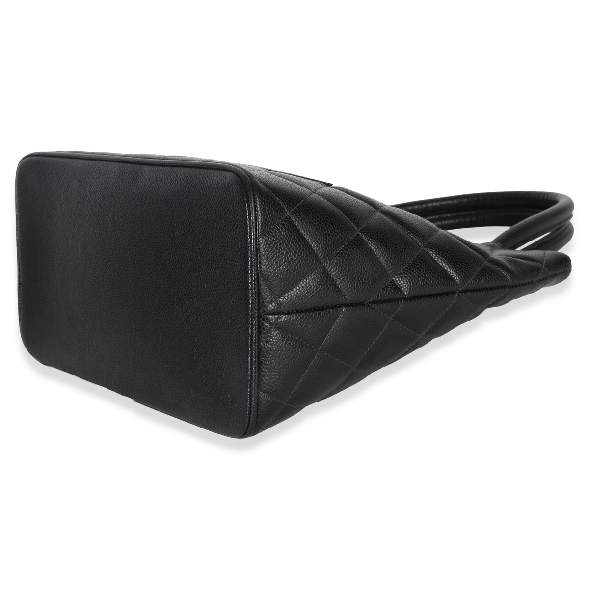 Chanel Vintage Black Quilted Caviar Medallion Tote Handbag box