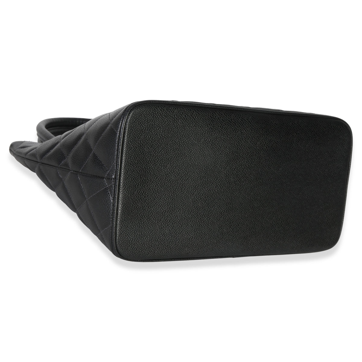 Chanel Vintage Black Quilted Caviar Medallion Tote Handbag clasp