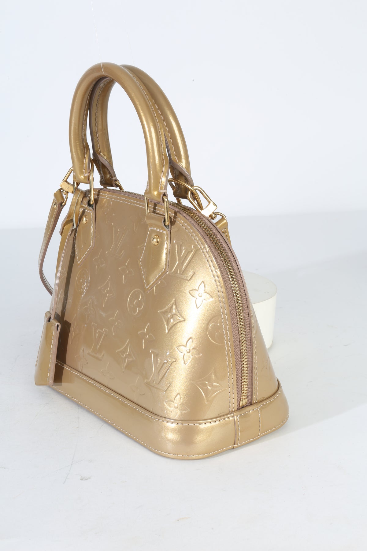 Louis Vuitton Gold Monogram Vernis Alma BB Handbag id