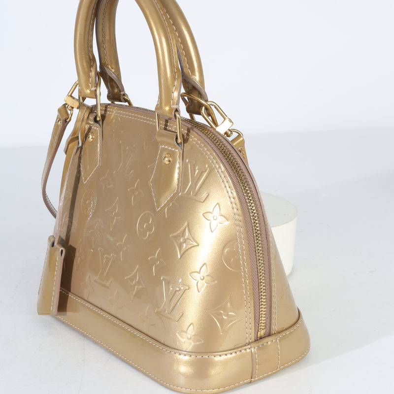 Louis Vuitton Gold Monogram Vernis Alma BB Handbag id