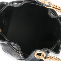 Saint Laurent Black Quilted Lambskin Cassandre Logo Plaque Small Bucket Bag Handbag av