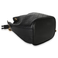 Saint Laurent Black Quilted Lambskin Cassandre Logo Plaque Small Bucket Bag Handbag clasp