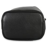 Saint Laurent Black Quilted Lambskin Cassandre Logo Plaque Small Bucket Bag Handbag stamp
