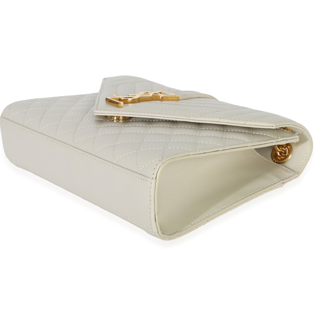 Saint Laurent Crema Soft Grain De Poudre Medium Triquilt Monogram Satchel Handbag box