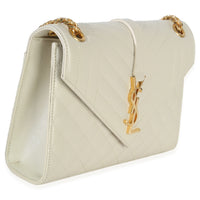 Saint Laurent Crema Soft Grain De Poudre Medium Triquilt Monogram Satchel Handbag pv