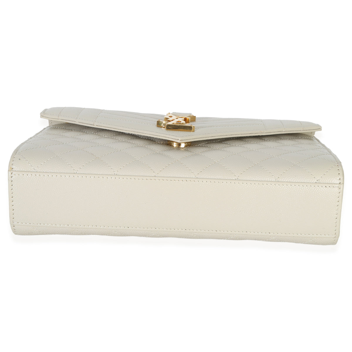 Saint Laurent Crema Soft Grain De Poudre Medium Triquilt Monogram Satchel Handbag stamp
