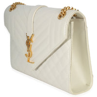 Saint Laurent Crema Soft Grain De Poudre Medium Triquilt Monogram Satchel Handbag sv