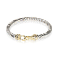 David Yurman Yellow Gold & Sterling Silver Diamond Cable Buckle Bracelet fv